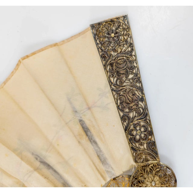 Early 20th Century Gilt Silver Filigree Portuguese Hand Fan For Sale - Image 10 of 14