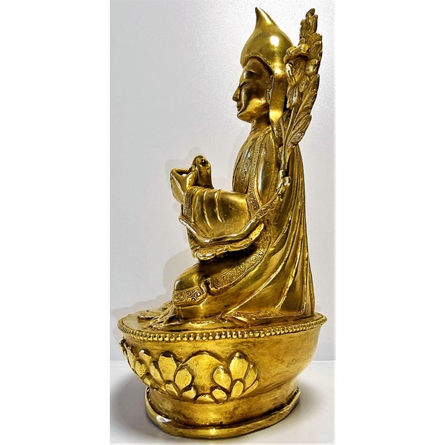 Gilded Seated Buddha on Stylized Lotus Base For Sale - Image 15 of 18