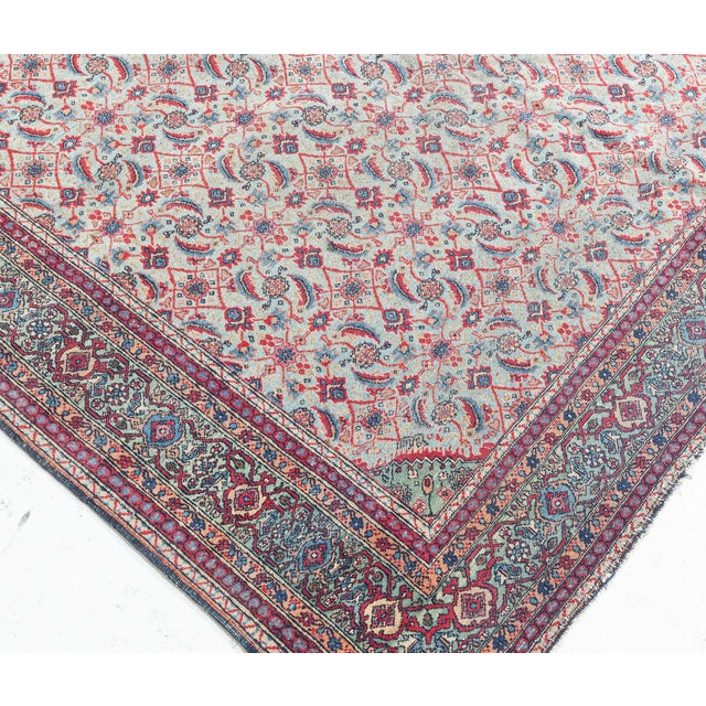 Persian One-of-a-kind 19th Century Persian Tabriz Handmade Wool Rug For Sale - Image 3 of 7