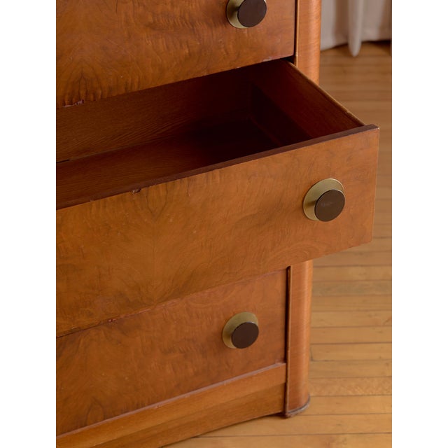 The Vintage French Art Deco Burl Dresser For Sale - Image 4 of 9