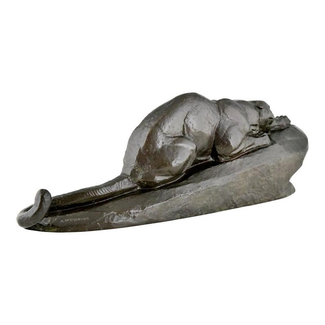 Art Deco Bronze Panther Sculpture by André Vincent Becquerel, Susse Frères Foundry, 1925 For Sale - Image 9 of 15