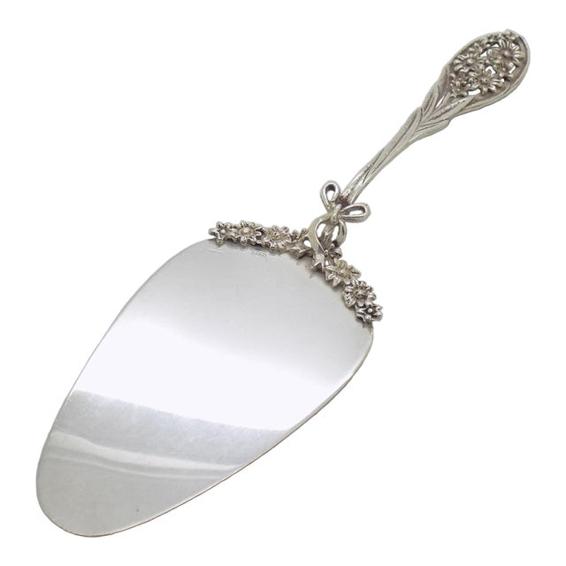 Vintage Italian Handmade Silver Mini Cake Sweet Server Daisy Flower Motif For Sale
