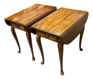 1980s Statton Trutype Americana Pair of Cherry Pembroke End Tables