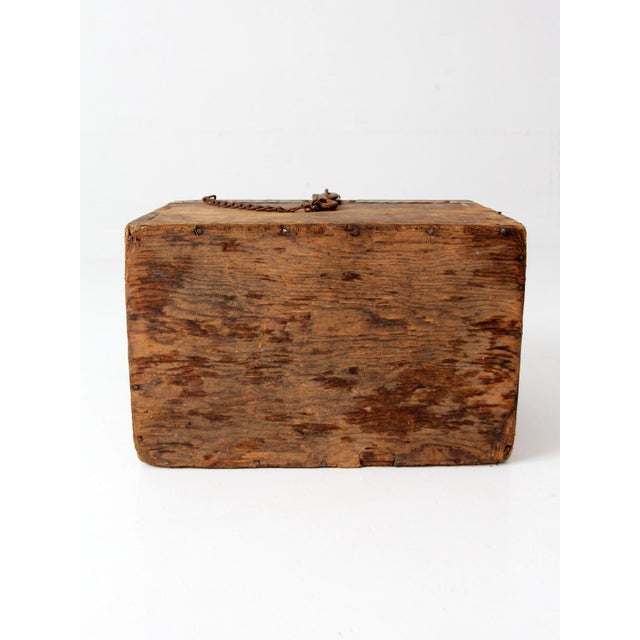 Antique Primitive Industrial Wood Storage Box For Sale - Image 14 of 16