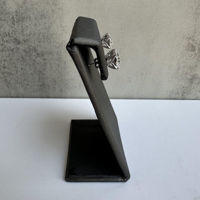 Modern Big Diamond Cluster Studs in 10kt White Gold - 1.20ctw Natural Diamonds, 8.8mm, A Pair For Sale - Image 3 of 5