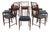 Vintage Dining Chairs in Mahogany with Blue Leather Seats from Fritz Hansen A/S, 1940s, Set of 8 For Sale