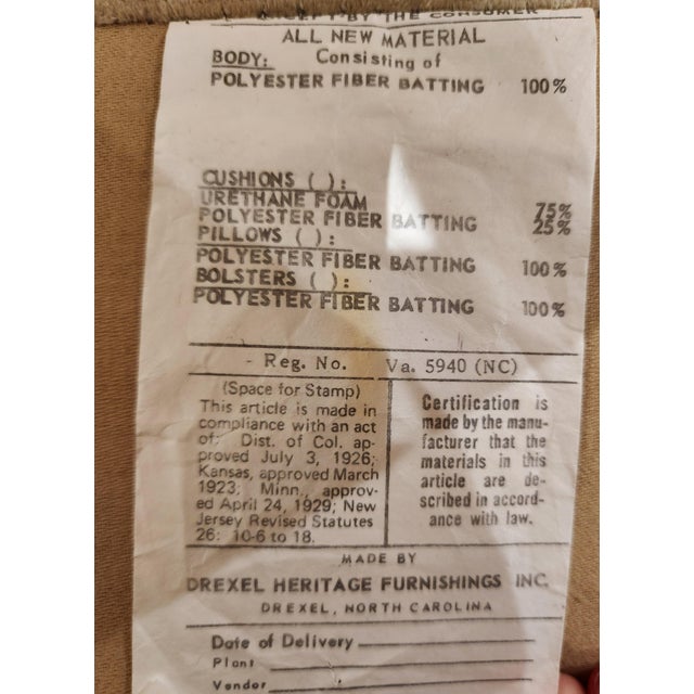 Vintage Drexel Heritage Skirted Velvet Sofa For Sale - Image 10 of 14