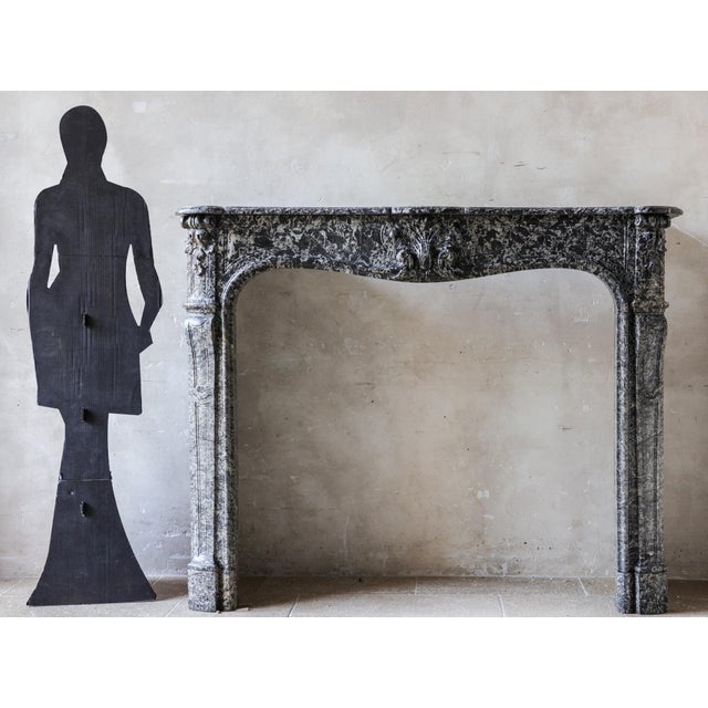 Gray Large Antique Dutch Fireplace Mantel in St. Anne Marble For Sale - Image 8 of 13