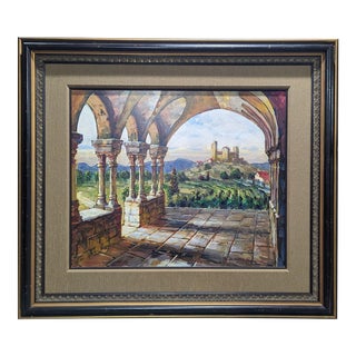 Late 20th Century "Ancient Tuscany" Original Italian Landscape Painting by Leland Beaman, Framed For Sale