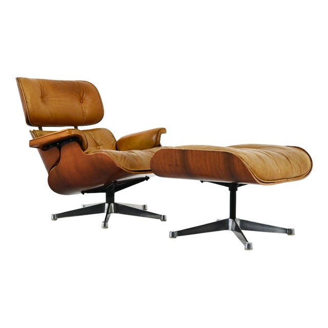 Set of Lounge Chair and Ottoman by Charles & Ray Eames for Herman Miller, 1970s For Sale