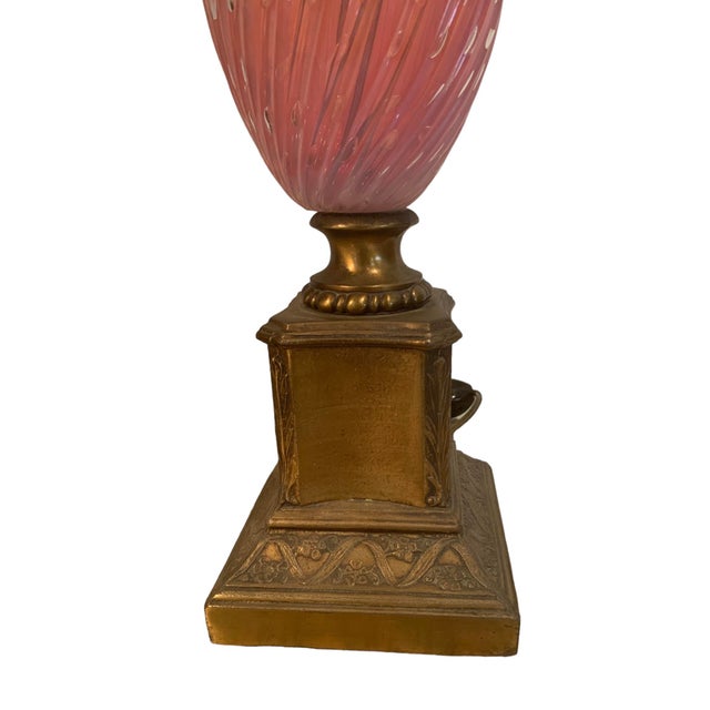 Orange 1950s Murano Style Opalescent Controlled Bubble Table Lamp Pink - Orange For Sale - Image 8 of 10