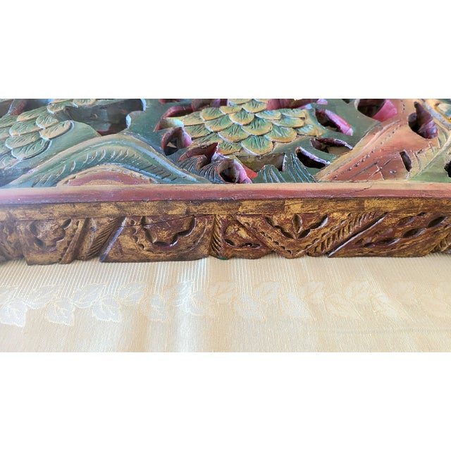 Antique Chinese Architectural Carving - Ming Dynasty Era - "Romance of the Three Kingdoms" - Double-Sided Polychrome Lintel For Sale - Image 16 of 18