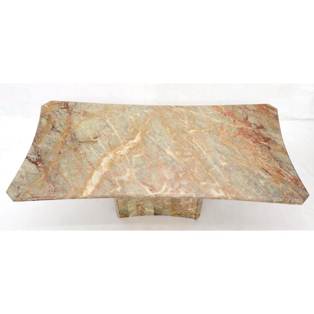 Mid 20th Century Concave Side Rectangular Pedestal Base Marble Dining Conference Table For Sale - Image 5 of 12