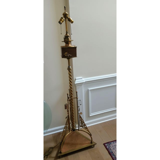 Illuminate Your Home With a True Masterpiece of Historic Design: A Rare Stunning 1890 Late Victorian and Art Nouveau Floor Lamp. For Sale - Image 10 of 12