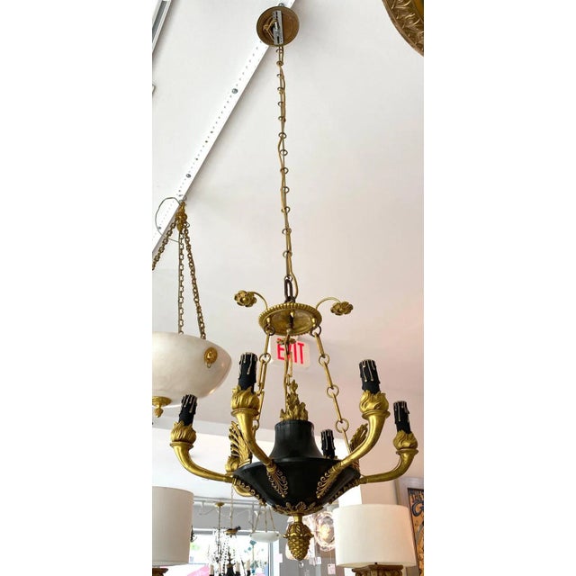 Antique French Empire Chandelier in Patinated Bronze and Gold Dore For Sale - Image 10 of 13