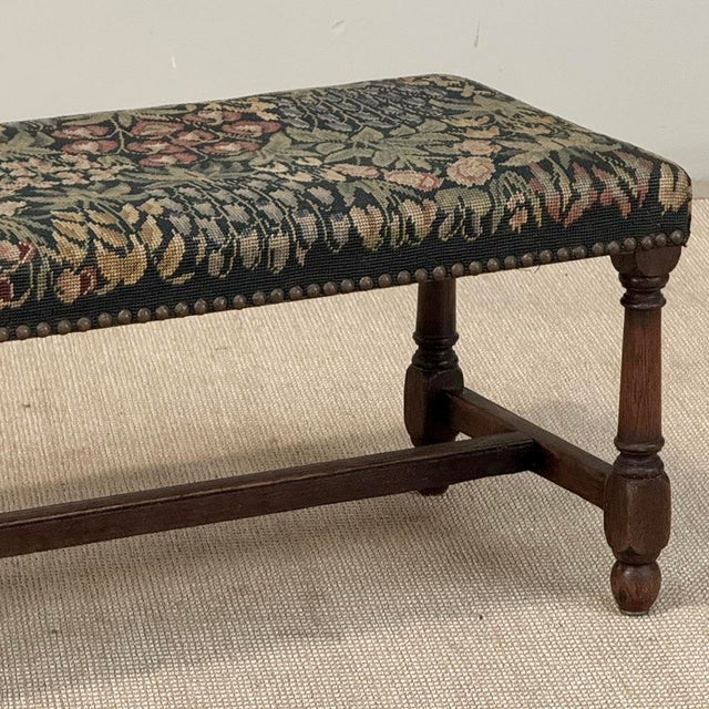 Antique Renaissance Revival Floral Needlepoint Tapestry Bench For Sale - Image 12 of 18