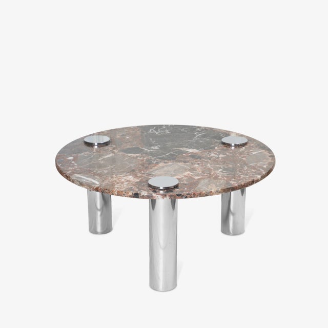 Metal Leon Rosen for Pace Collection Style Chrome & Marble Cocktail Table For Sale - Image 7 of 7