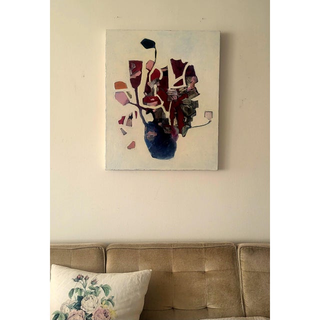 Contemporary Untitled (Formerly Shattered Rose) Is an Abstracted Floral and Vase Oil Painting by Contemporary Artist Lynn Christian For Sale - Image 3 of 3