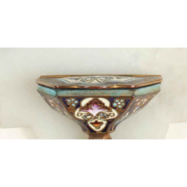 19th Century French Onyx and Cloisonne Ename Holy Water Font Stoop For Sale - Image 6 of 11