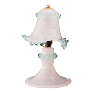 1970s Petite Murano Blue and Transparent Bubble Glass Table Lamp