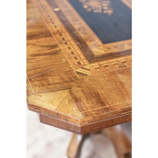 Italian 19th Century Walnut and Mahogany Center Table with Floral Marquetry For Sale - Image 11 of 15