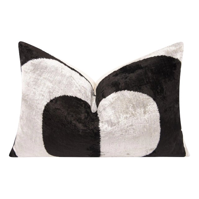 Canvello Handmade Velvet Minimalist Pillow – 16x24 Feather Down Insert, Vegetable-Dyed, Monochrome Accent For Sale