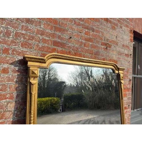 W: 159cm (62.6")H: 189cm (74.4")D: 5cm (2") An Exceptional large Antique English 19th Century carved wood & gesso shaped...