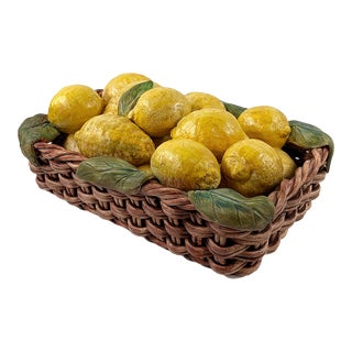 1960's Italian Trompe l'Oeil Lemon Filled Basket For Sale
