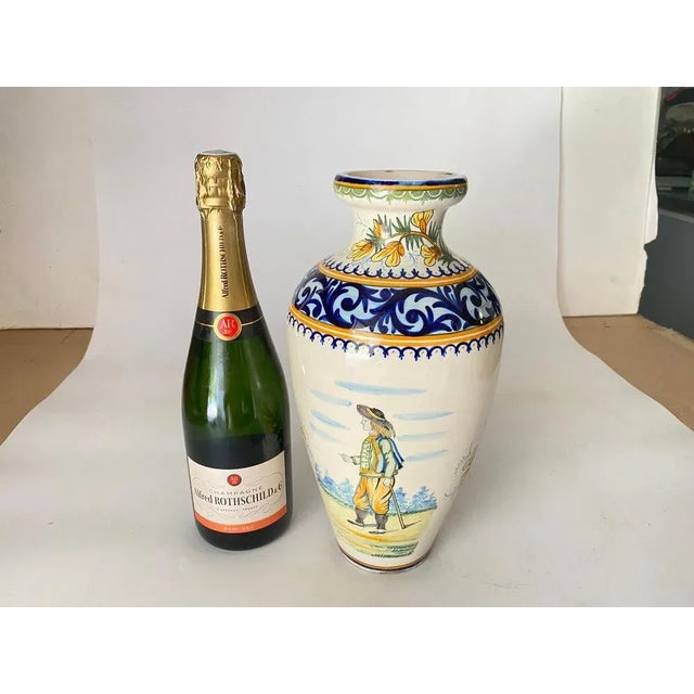 Ceramic 19th Century French Hand-Painted Faience Vase by Henriot Quimper For Sale - Image 7 of 9