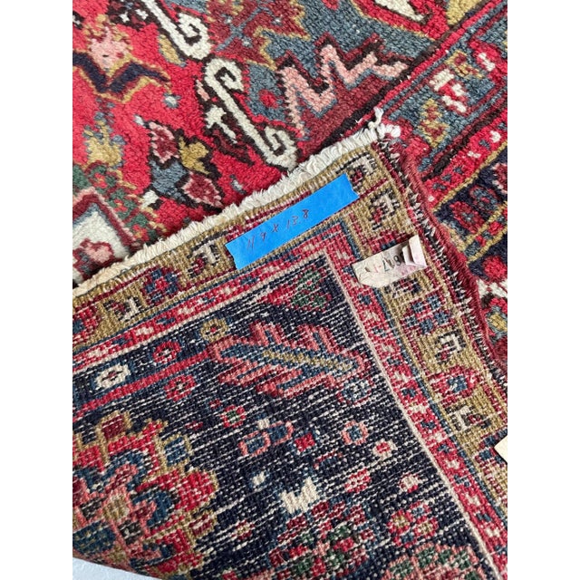 Teal 1950's Vintage Rug with Tribal Pattern 11.4 x 13.8 For Sale - Image 8 of 11