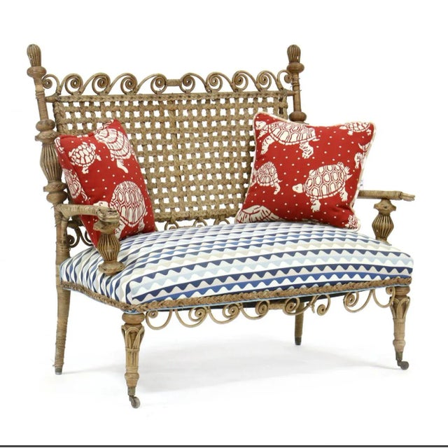 Late 19th Century Wicker Bench & 2 Chairs For Sale - Image 4 of 4