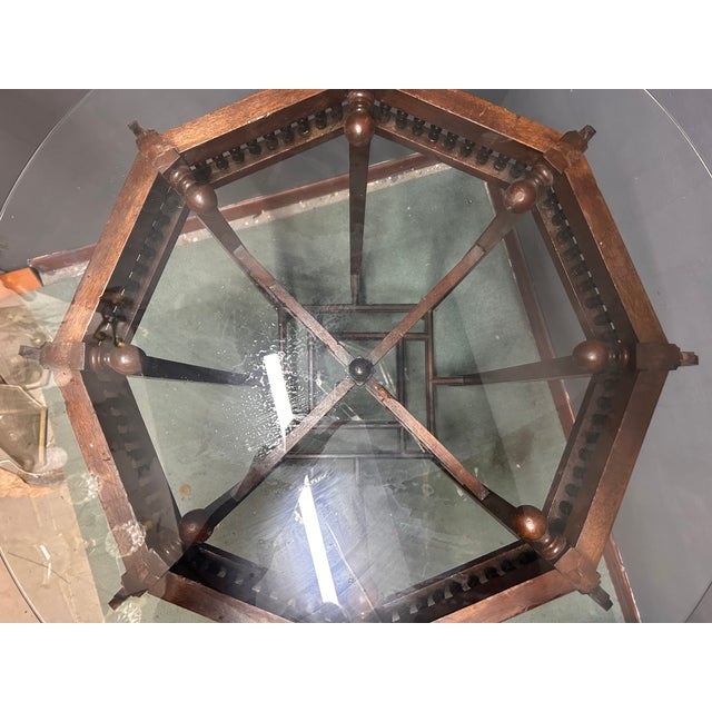 Antique Octagonal Mahogany Side Table, Italy, 1950s For Sale - Image 10 of 11