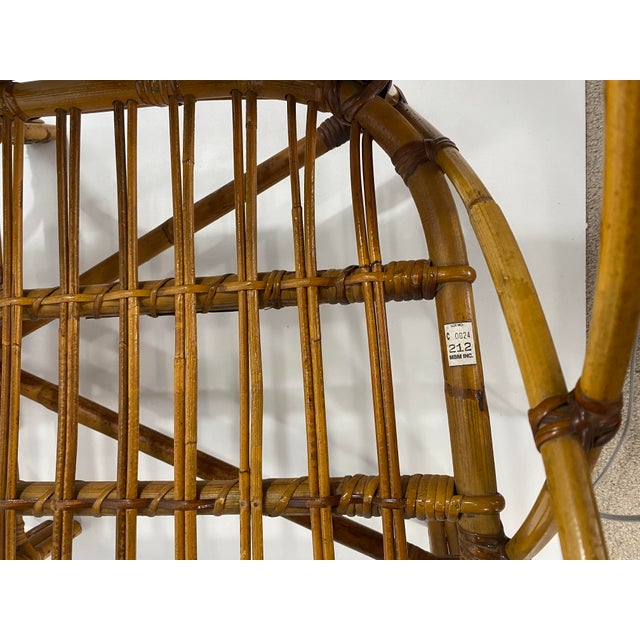 1950s Mid Century Wicker & Rattan 3 Piece: Settee, Arm Chair & Rocking Chair. Styled After Franco Albini For Sale - Image 12 of 12