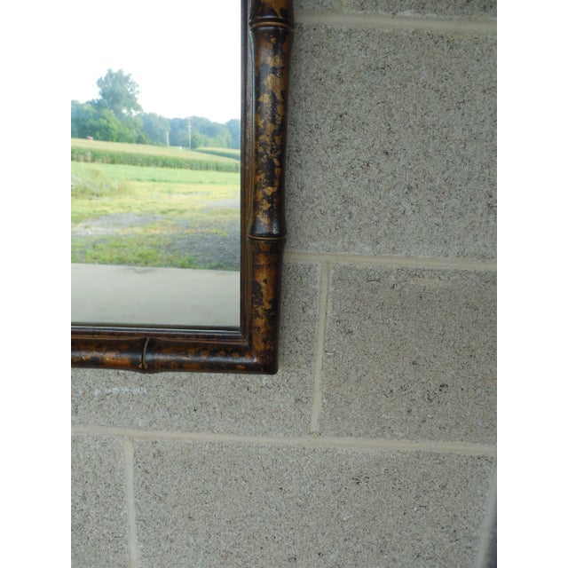 HENREDON Asian Campaign Style Faux Bamboo Mirror 48"H x 29"W For Sale - Image 5 of 8