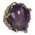 Mid-Century Brutalist-Style Purple Sapphire, 18k Yellow Gold and Diamond Ring, Size 7 - For Sale