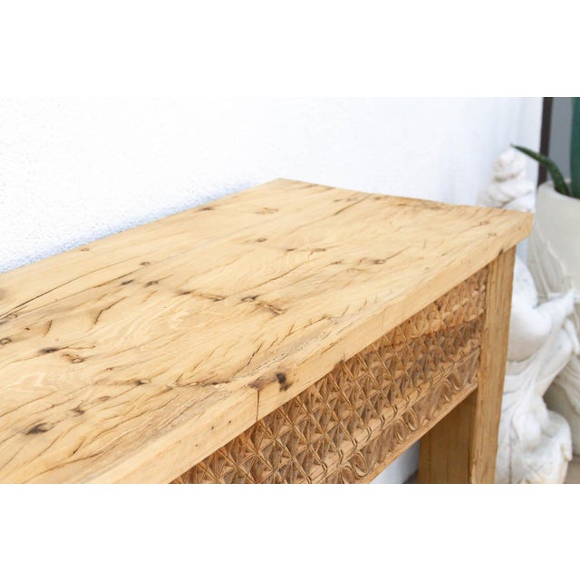 Ceramic Antique Rajasthani Carved Beam Console Table For Sale - Image 7 of 11