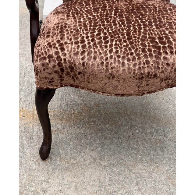 Vintage Leopard Print Cushioned Wooden Chair For Sale In Atlanta - Image 6 of 10