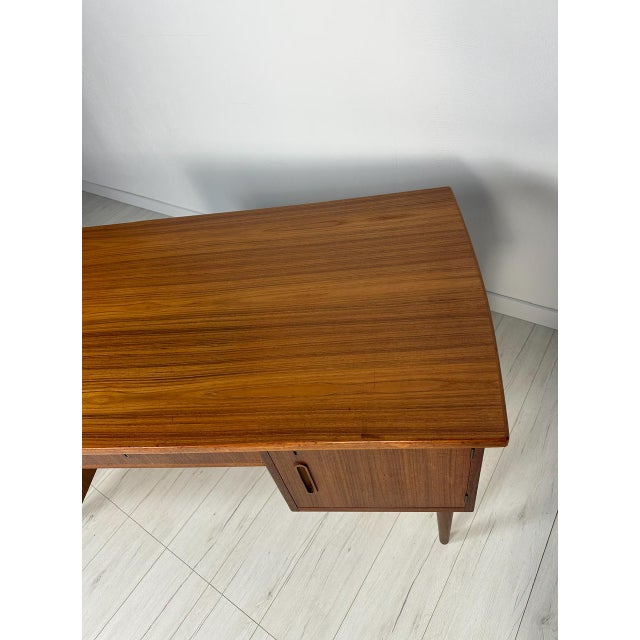 Vintage Scandinavian Curved Teak Writing Desk, 1960s For Sale - Image 9 of 12