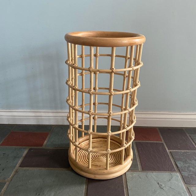 1970s Rattan Umbrella Stand Chairish