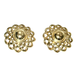 Vintage Givenchy Large Sunburst Gold Open Work Earrings - 2 Pieces