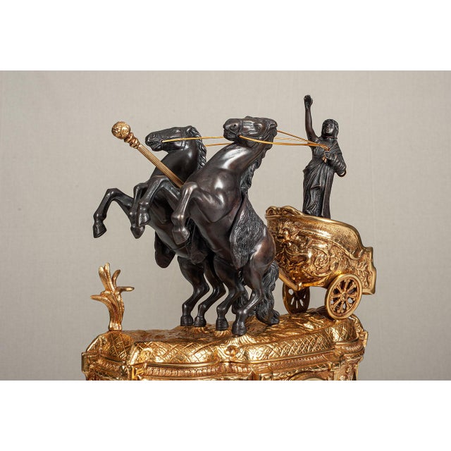 A masterful blend of art and timekeeping, this handcrafted Italian mantle clock is a striking example of 19th-century-...
