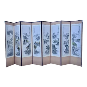 Hand-Painted Asian Screen, Eight Panels