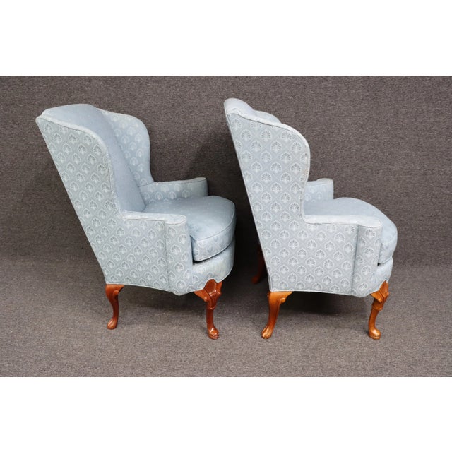 Lane Blue Wingback Chairs/Pair For Sale - Image 10 of 10