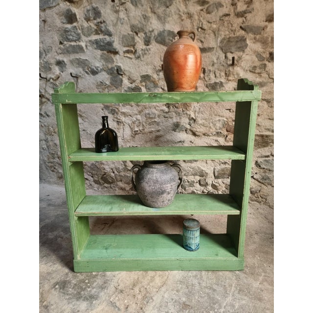 Vintage Pine Open Shelving Unit in Sage Green Paint, 1900 For Sale - Image 16 of 18