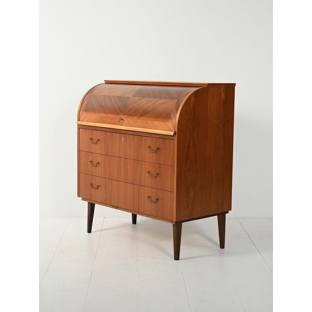 1950s Scandinavian Teak Secretary with Tambour Closure, 1950s For Sale - Image 5 of 8