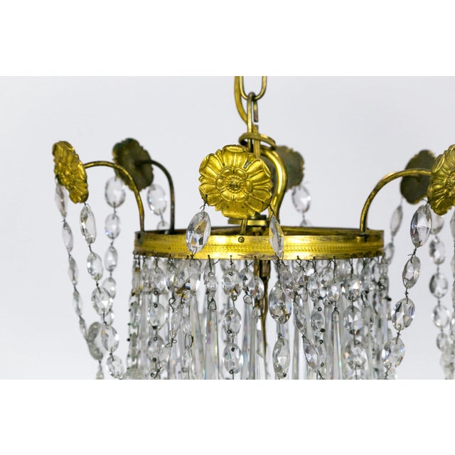 1920s Regency Tent and Bag Crystal Brass Chandelier For Sale - Image 9 of 11