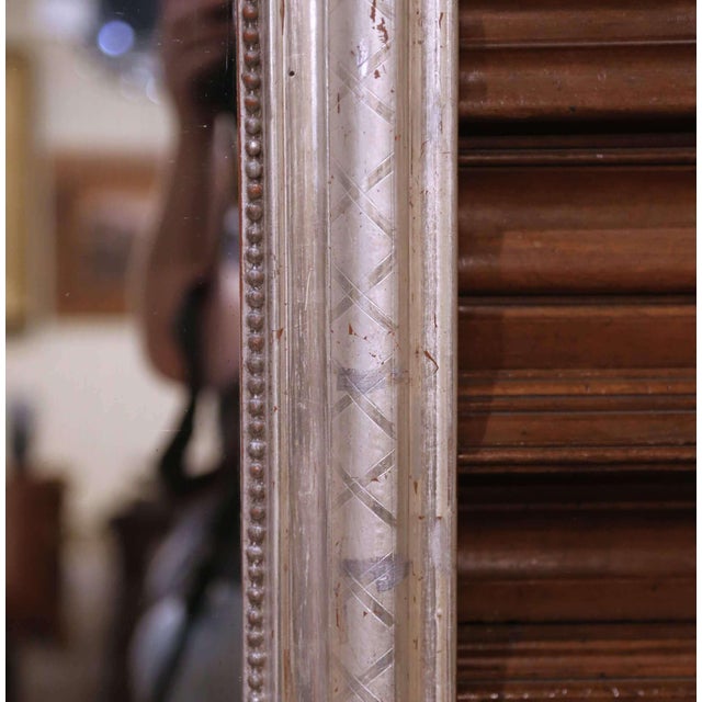 19th Century French Louis Philippe Silver Leaf Mercury Glass Wall Mirror For Sale - Image 4 of 7