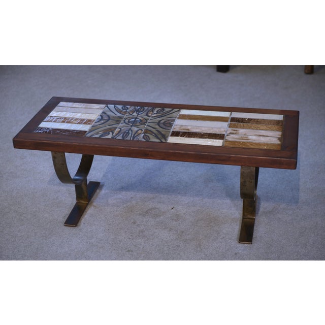 Vintage Coffee Table in Ceramic and Fir, 1960s For Sale - Image 10 of 12