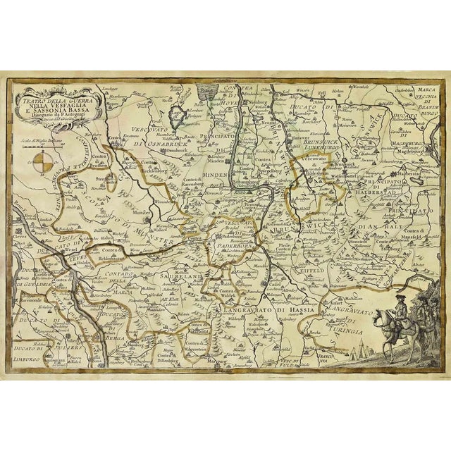 Map of the War: Lower Saxony Etching, 19th Century For Sale