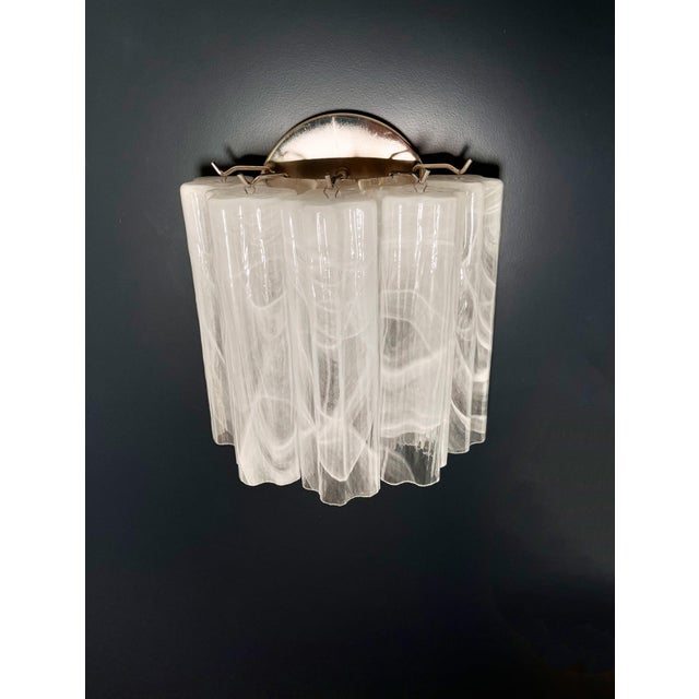 Vintage Murano Glass Tube Wall Sconces with 5 White Alabaster Glass Tube, 1990, Set of 2 For Sale - Image 9 of 18